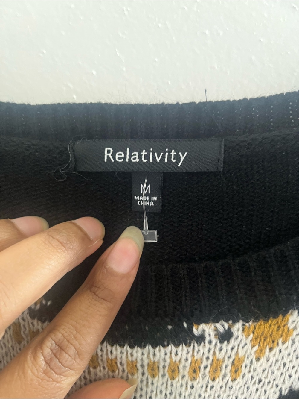 Relativity Black, Gold & Cream Aztec Knit Pullover - Picture 4 of 5